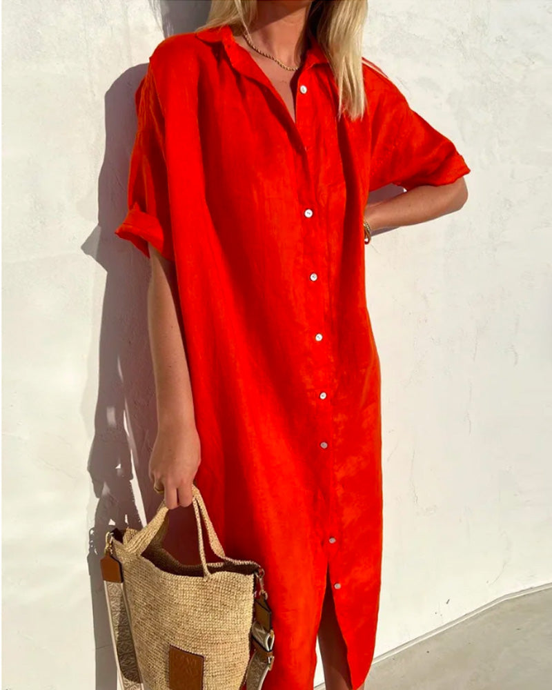 Shirt Dress – Polyester Blend Shirt Front & Easy Movement