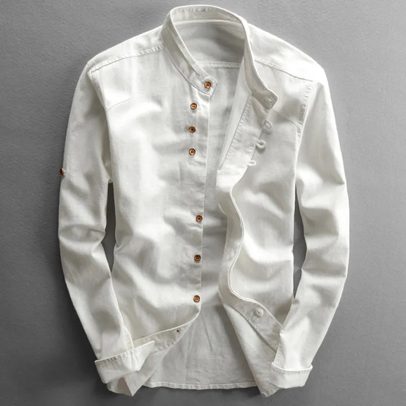 Shirt - Mandarin Collar And Button Front Moves With Body