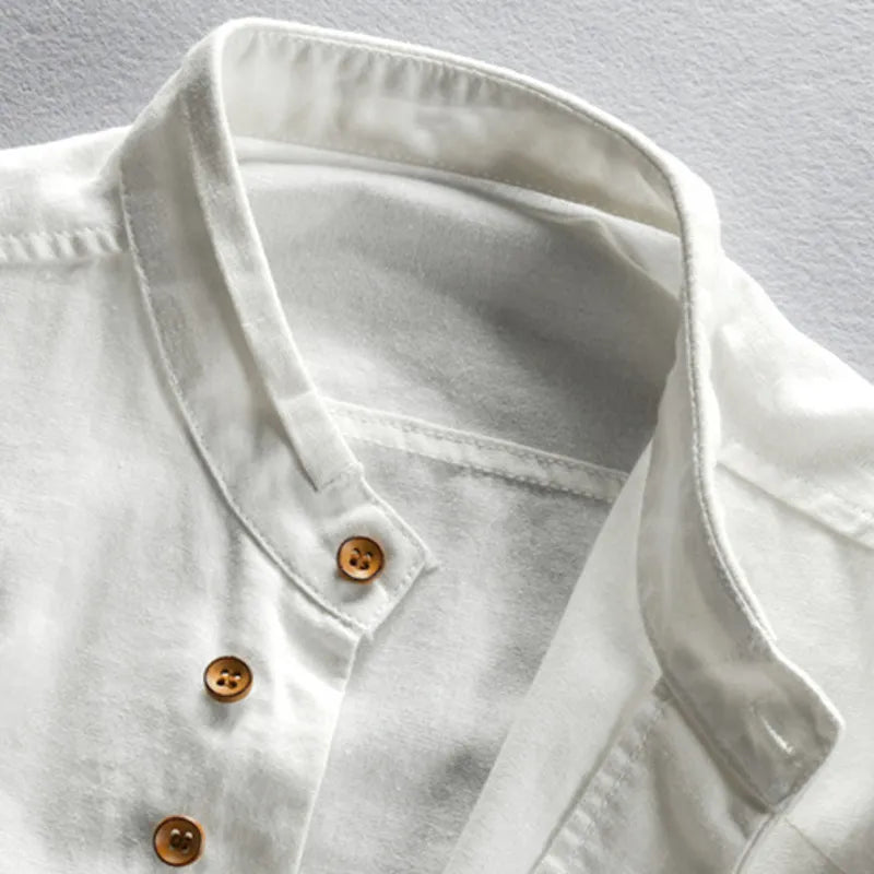 Shirt - Mandarin Collar And Button Front Moves With Body