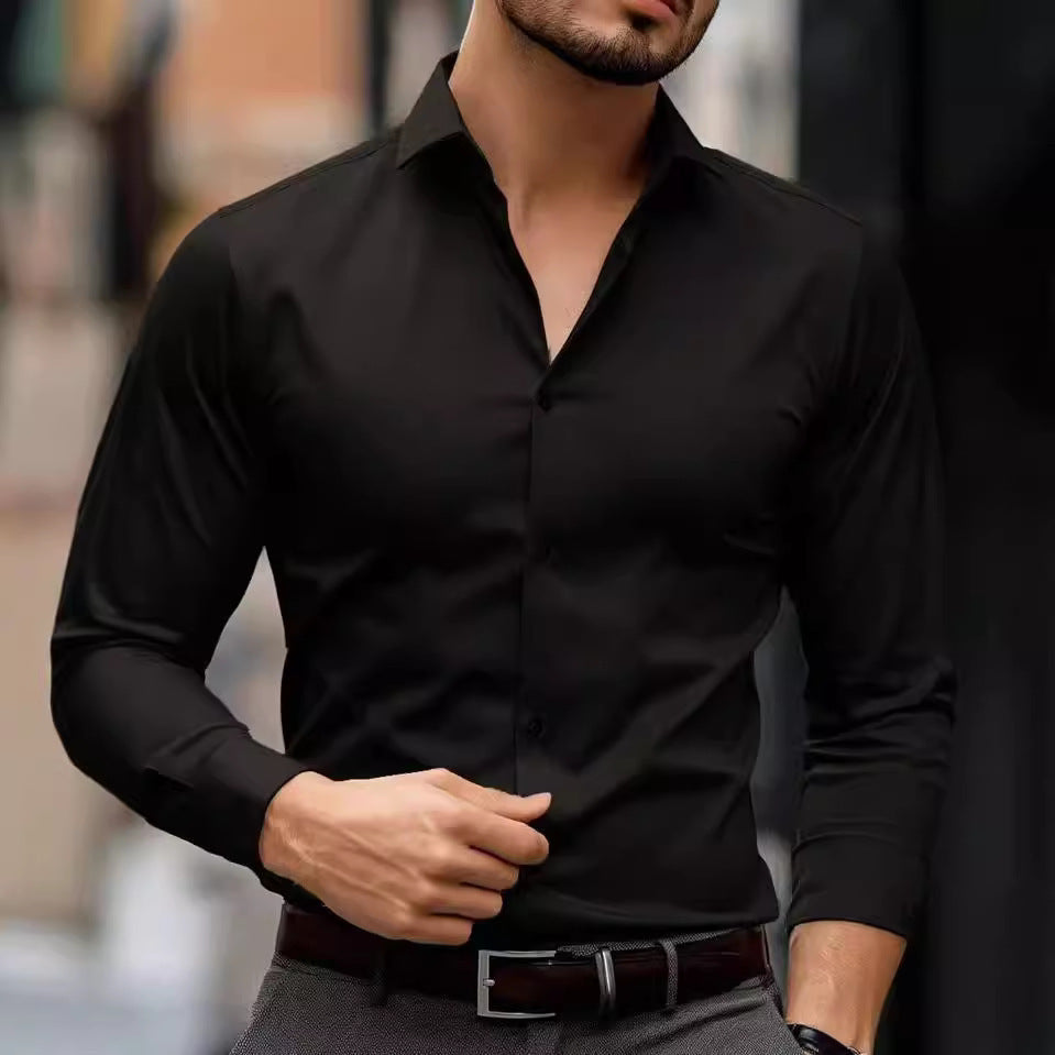 Shirt - Reversal Collar And Elastic Blend For Neat Neckline