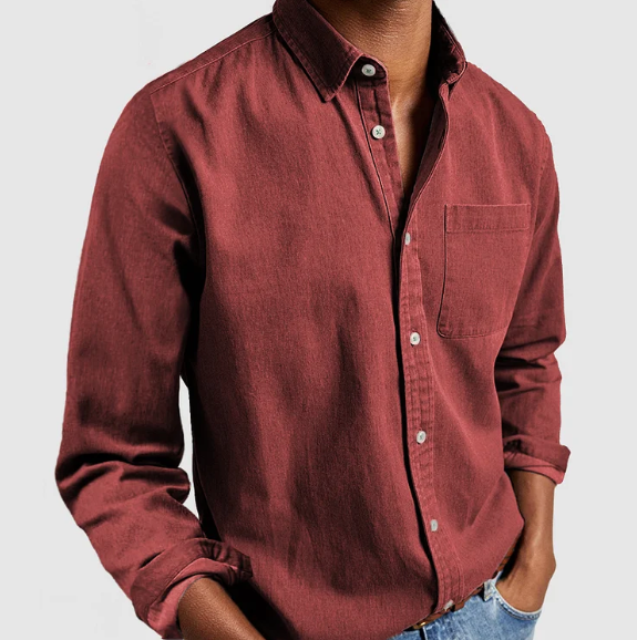 Shirt - Soft Blend Denim, Button Front And Flexible Shape