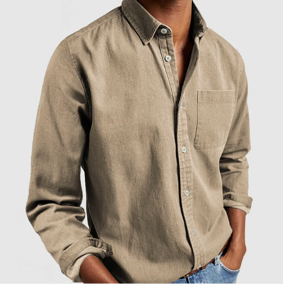 Shirt - Soft Blend Denim, Button Front And Flexible Shape