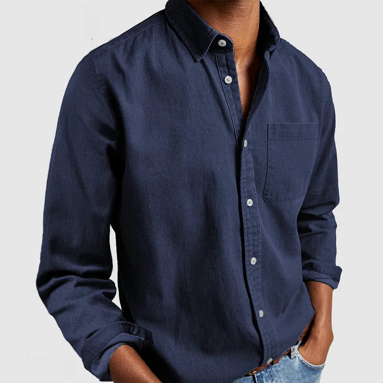 Shirt - Soft Blend Denim, Button Front And Flexible Shape