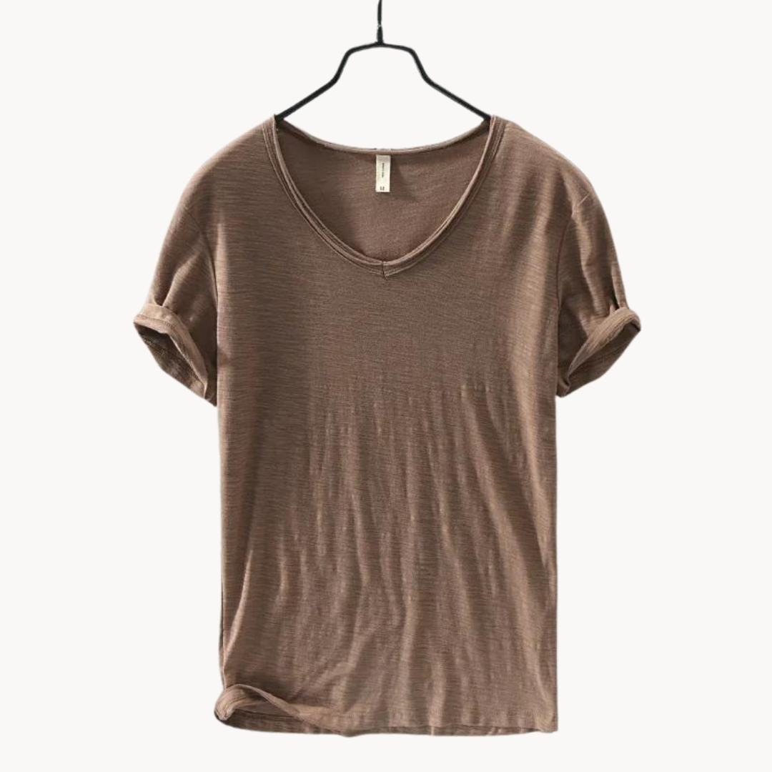 Shirt - Soft Blend V Neck Collar And Free Arm Movement