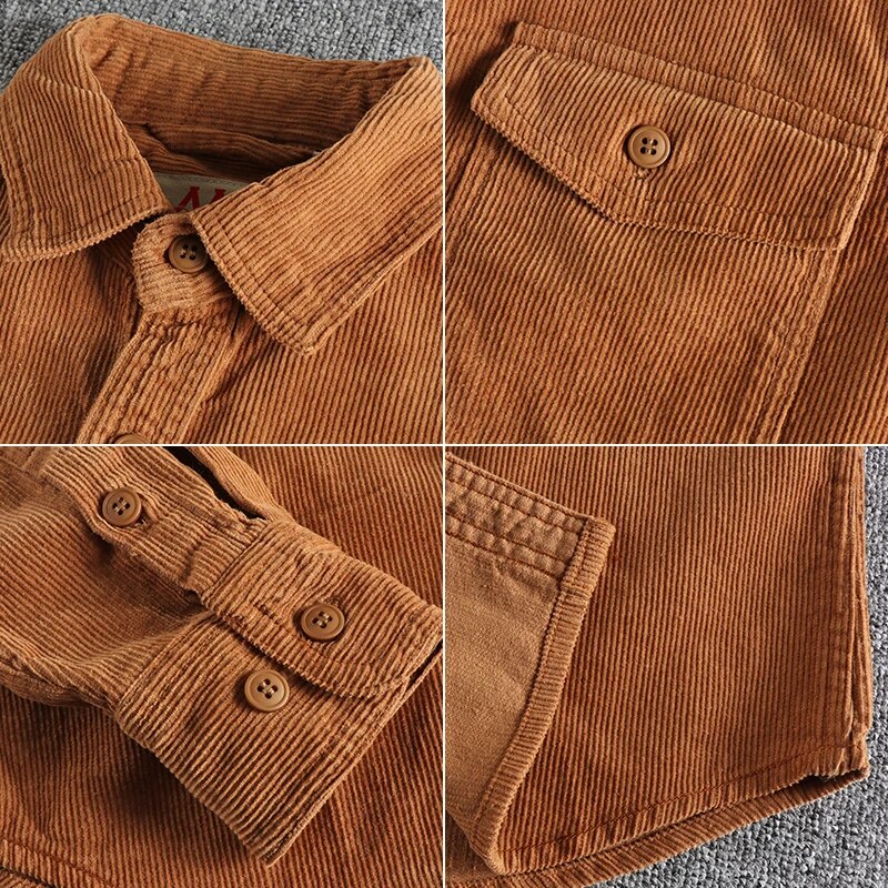 Shirt - Soft Corduroy Weave And Patch Pockets For Storage