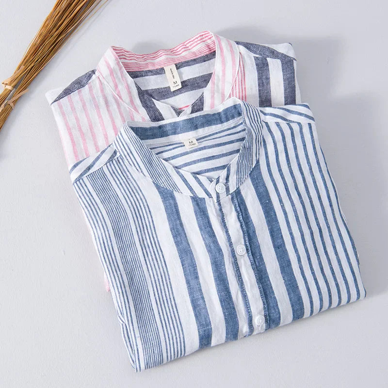 Shirt - Striped Design & Breathable Blend For Airflow
