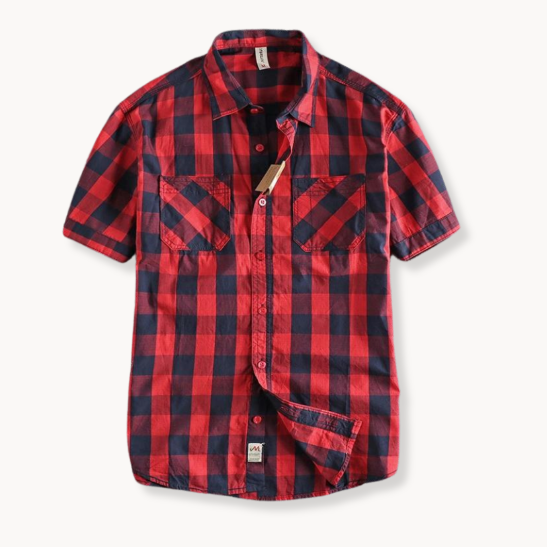 Shirt – Tonal Plaid Panels & Back Box Pleat For Ease