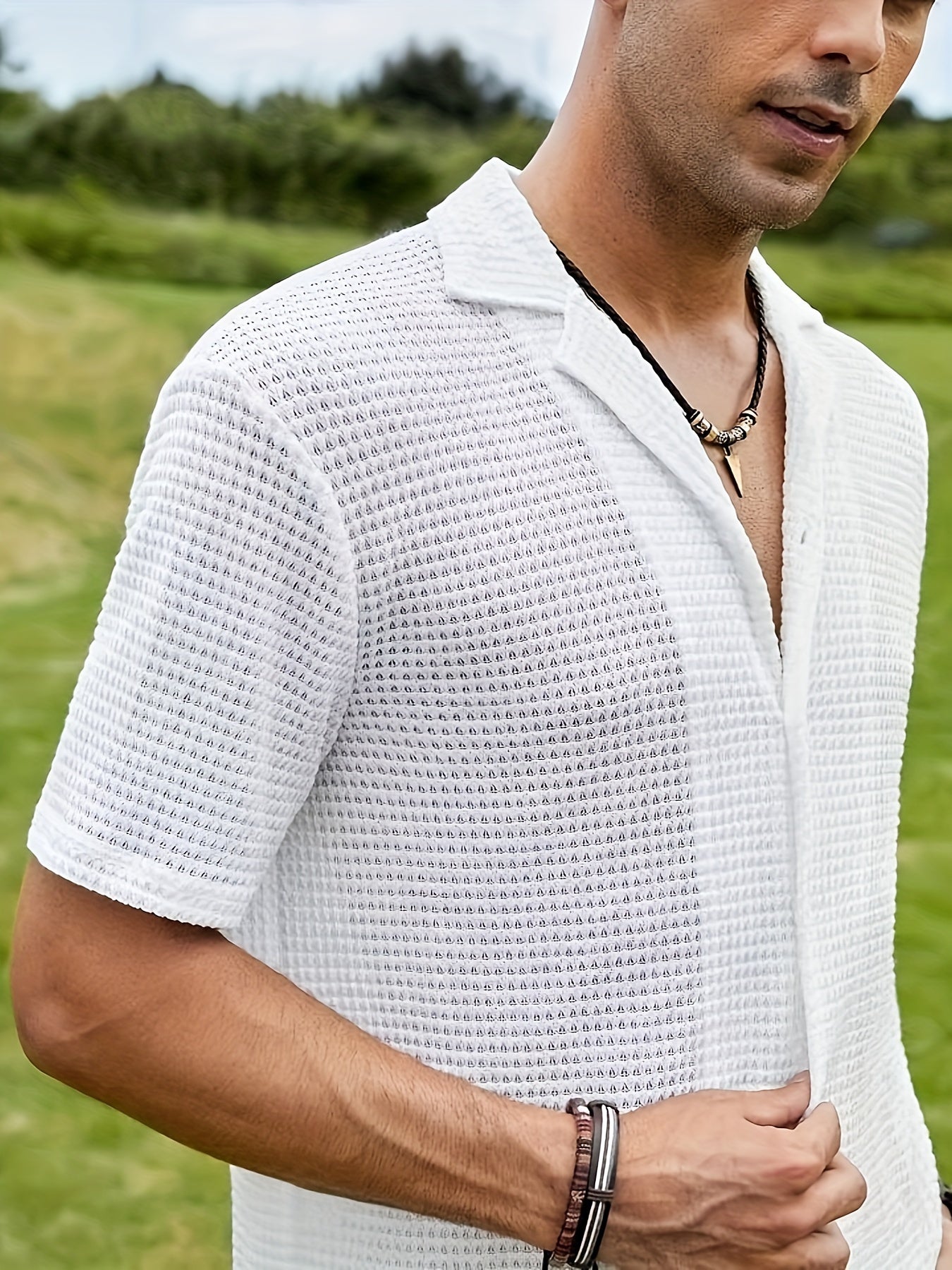 Shirt – Waffle Knit Texture & Breathable Shape Hold Fit