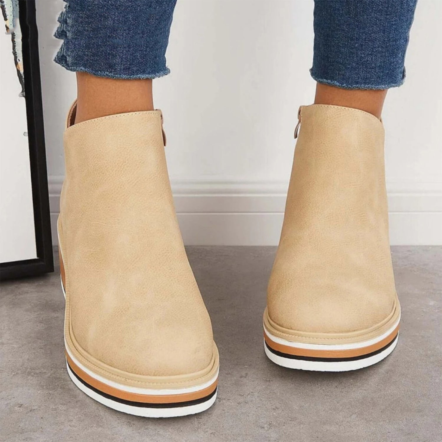 Shoes - Side Zipper Closure & Cushioned Insole Support