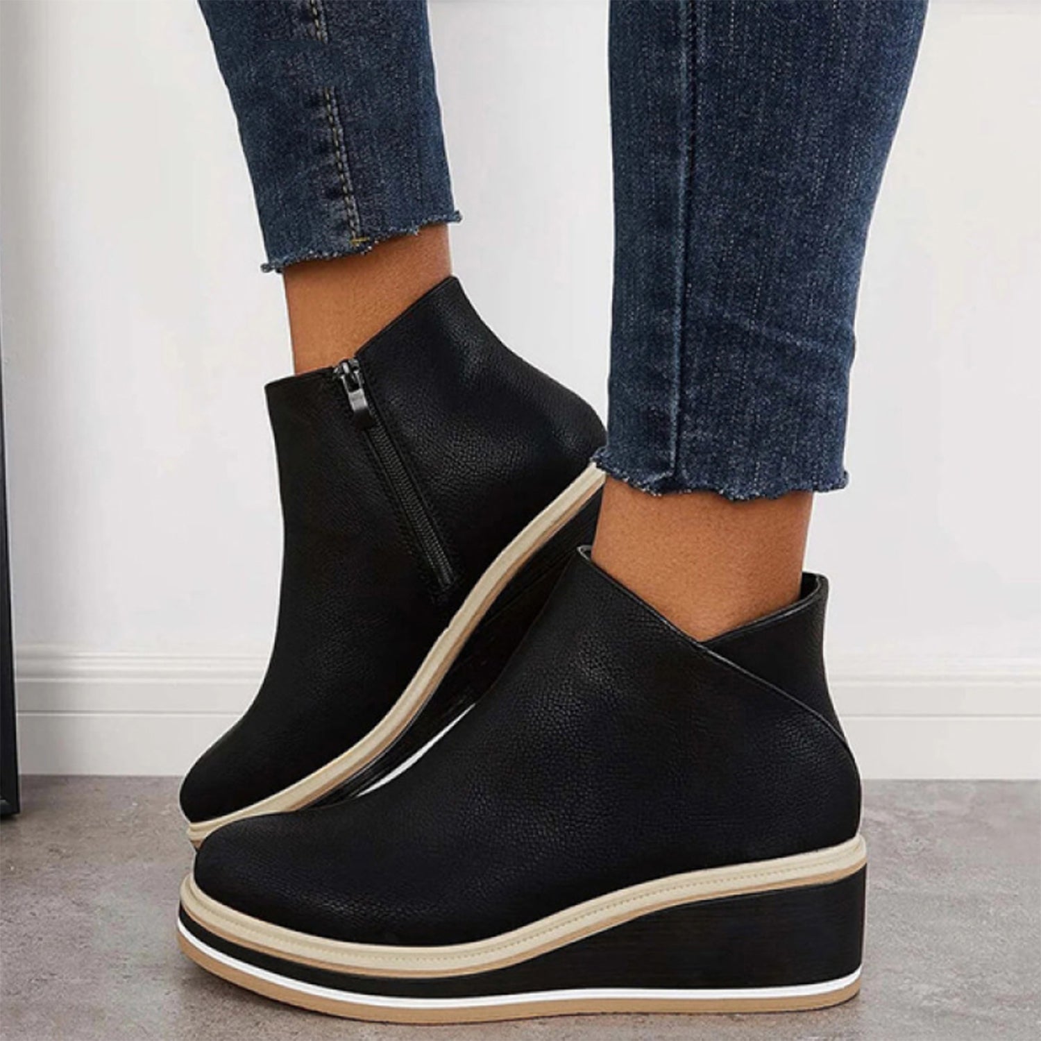 Shoes - Side Zipper Closure & Cushioned Insole Support