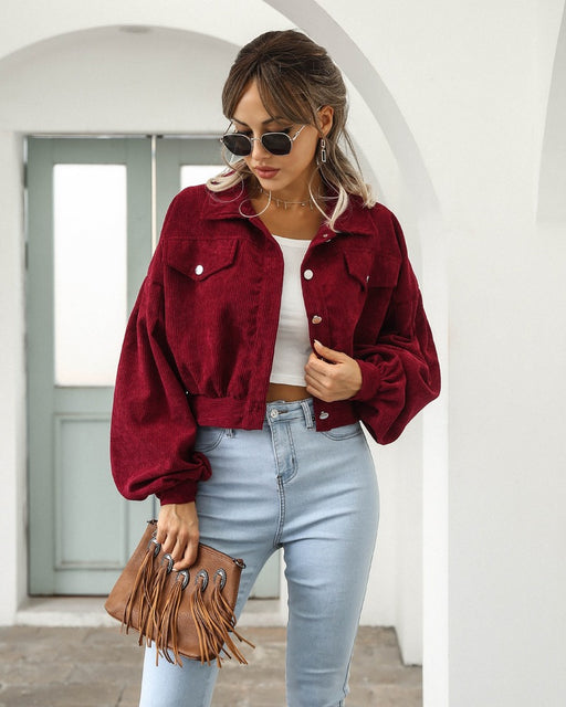 Short Jacket - Polyester Blend Cropped Hem And Easy Arm