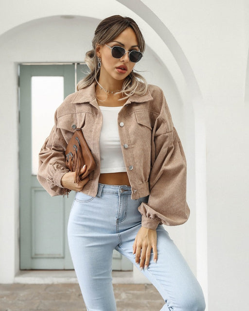 Short Jacket - Polyester Blend Cropped Hem And Easy Arm