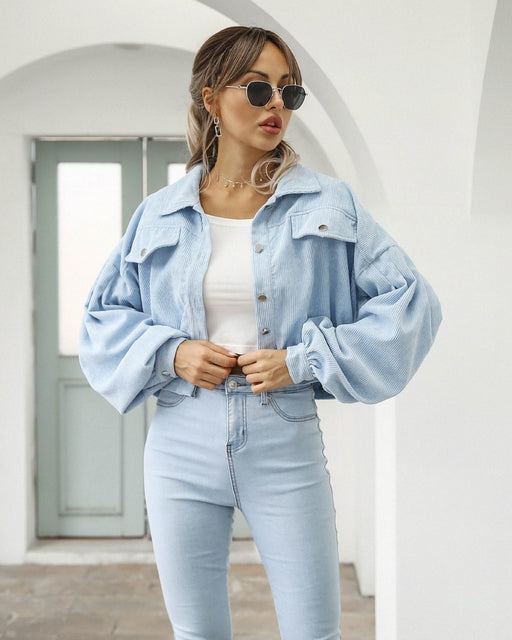 Short Jacket - Polyester Blend Cropped Hem And Easy Arm