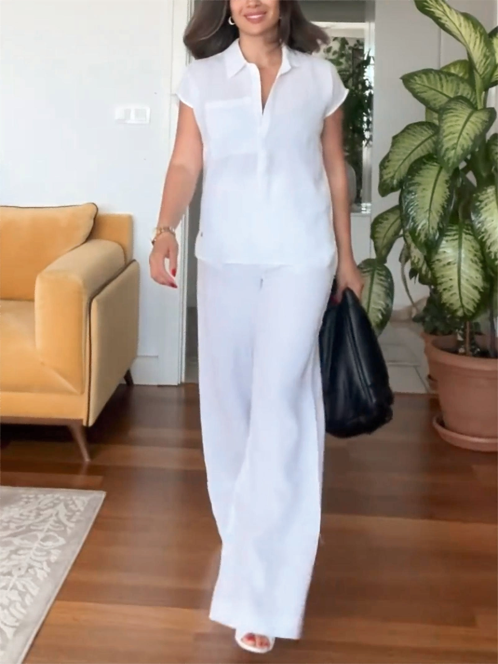 Short Sleeve Set – Polyester Blend Breathable & Relaxed Fit