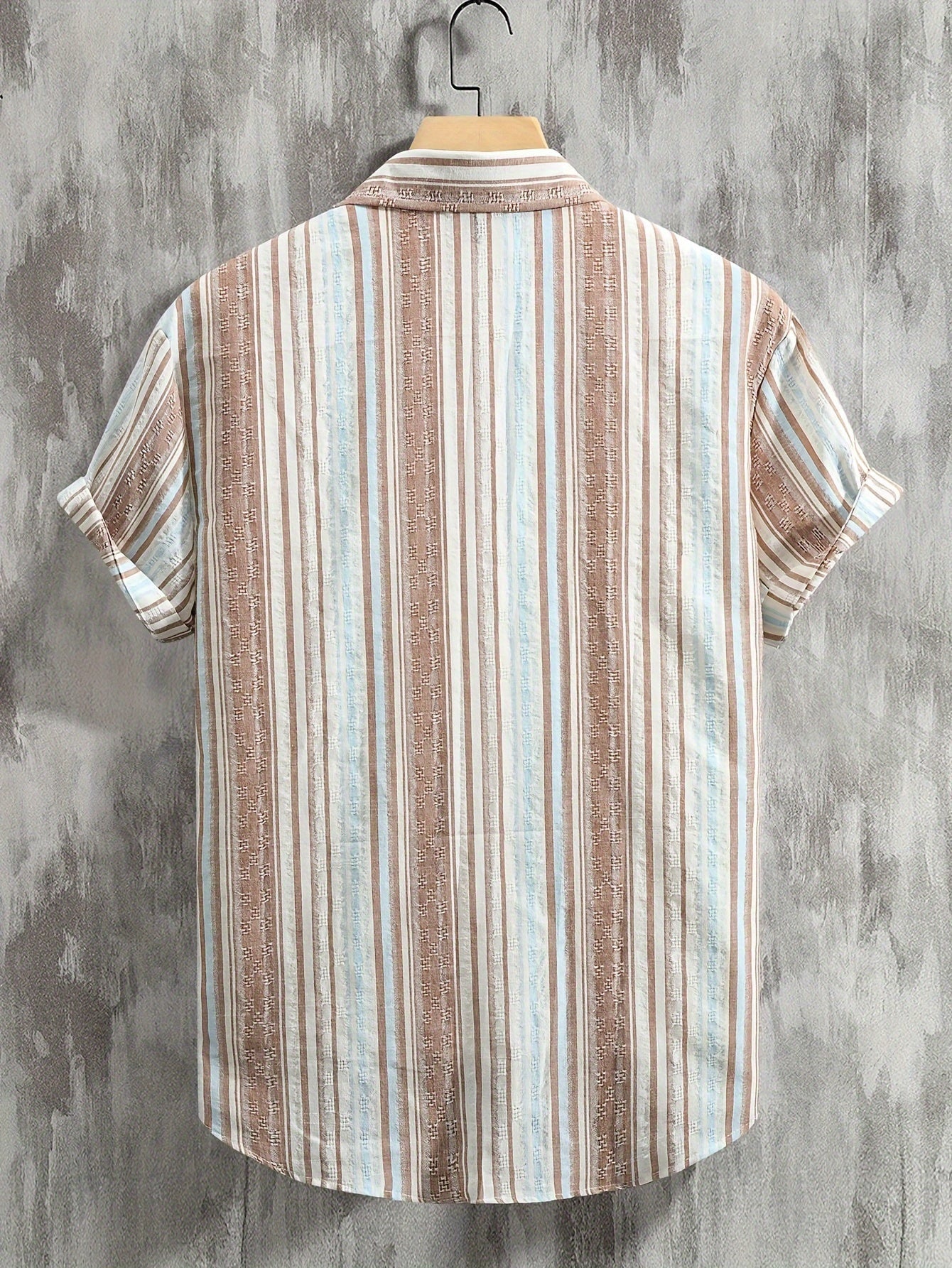 Short Sleeve Shirt - Striped Front And Breathable Blend