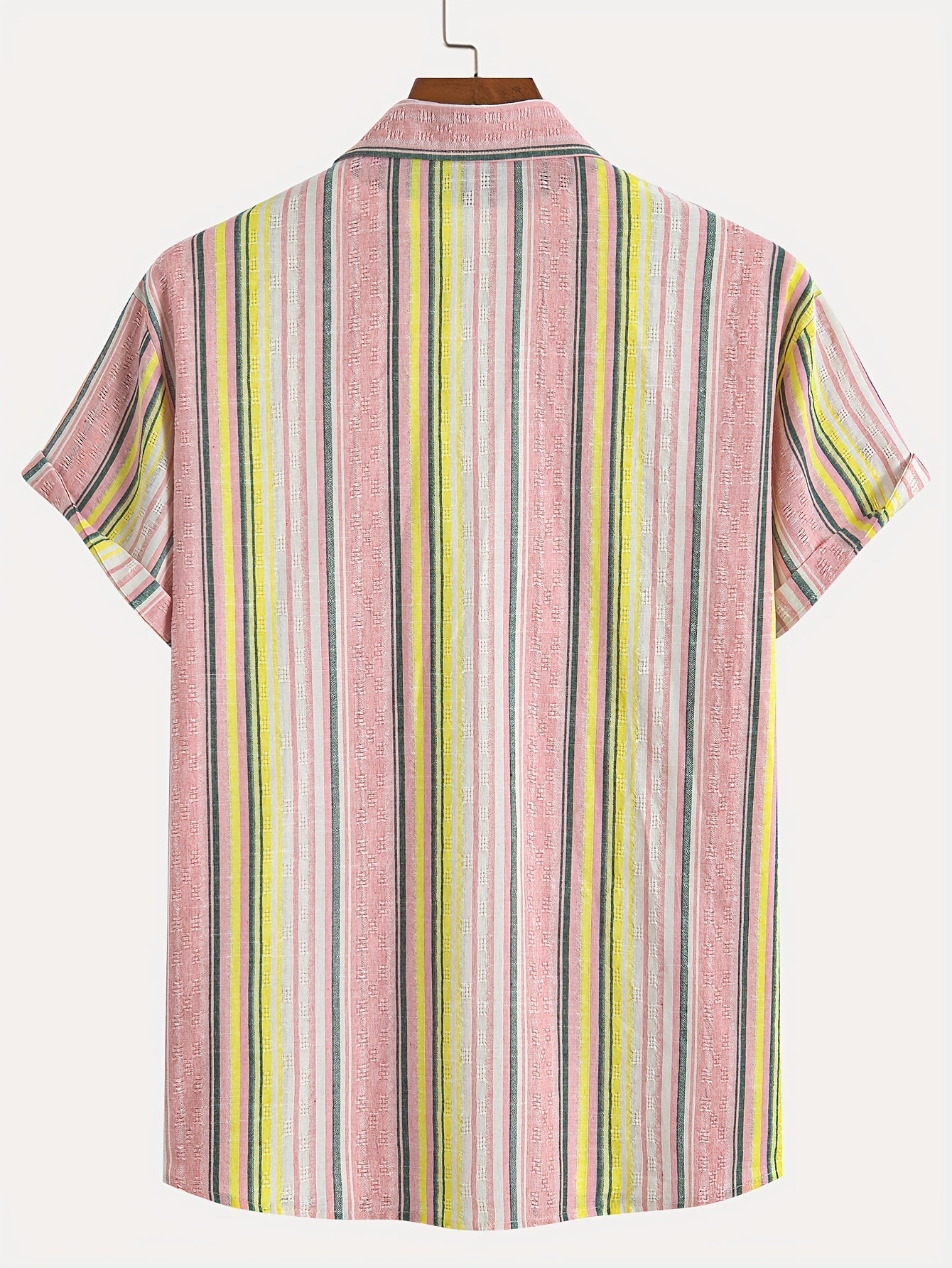 Short Sleeve Shirt - Striped Front And Breathable Blend