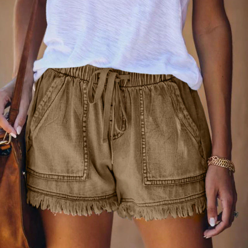 Shorts - Mid Rise Denim Blend And Zip Front Mobility
