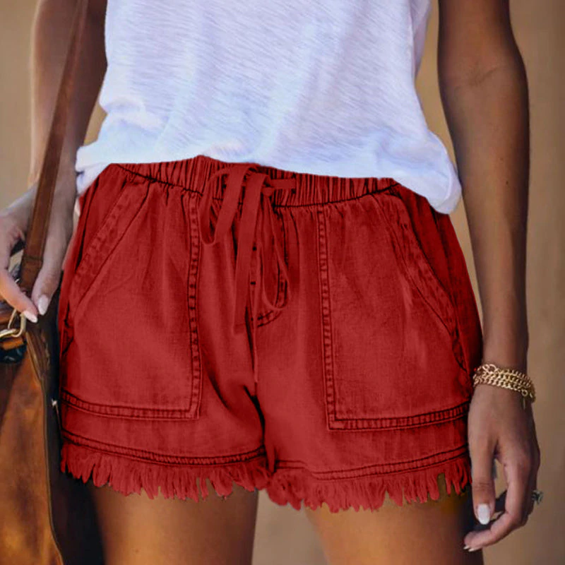 Shorts - Mid Rise Denim Blend And Zip Front Mobility