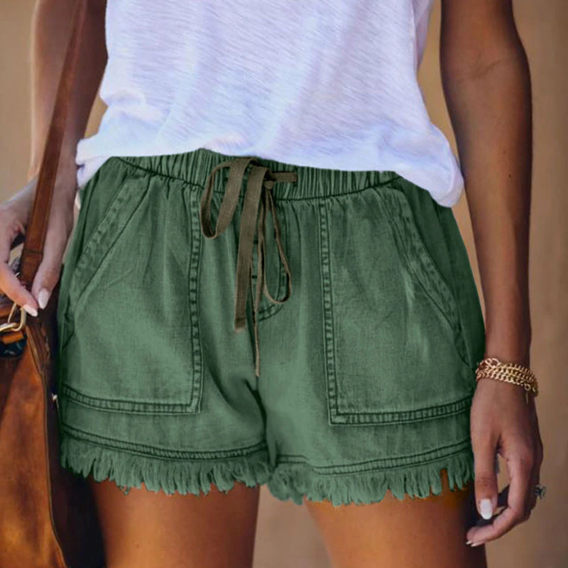 Shorts - Mid Rise Denim Blend And Zip Front Mobility