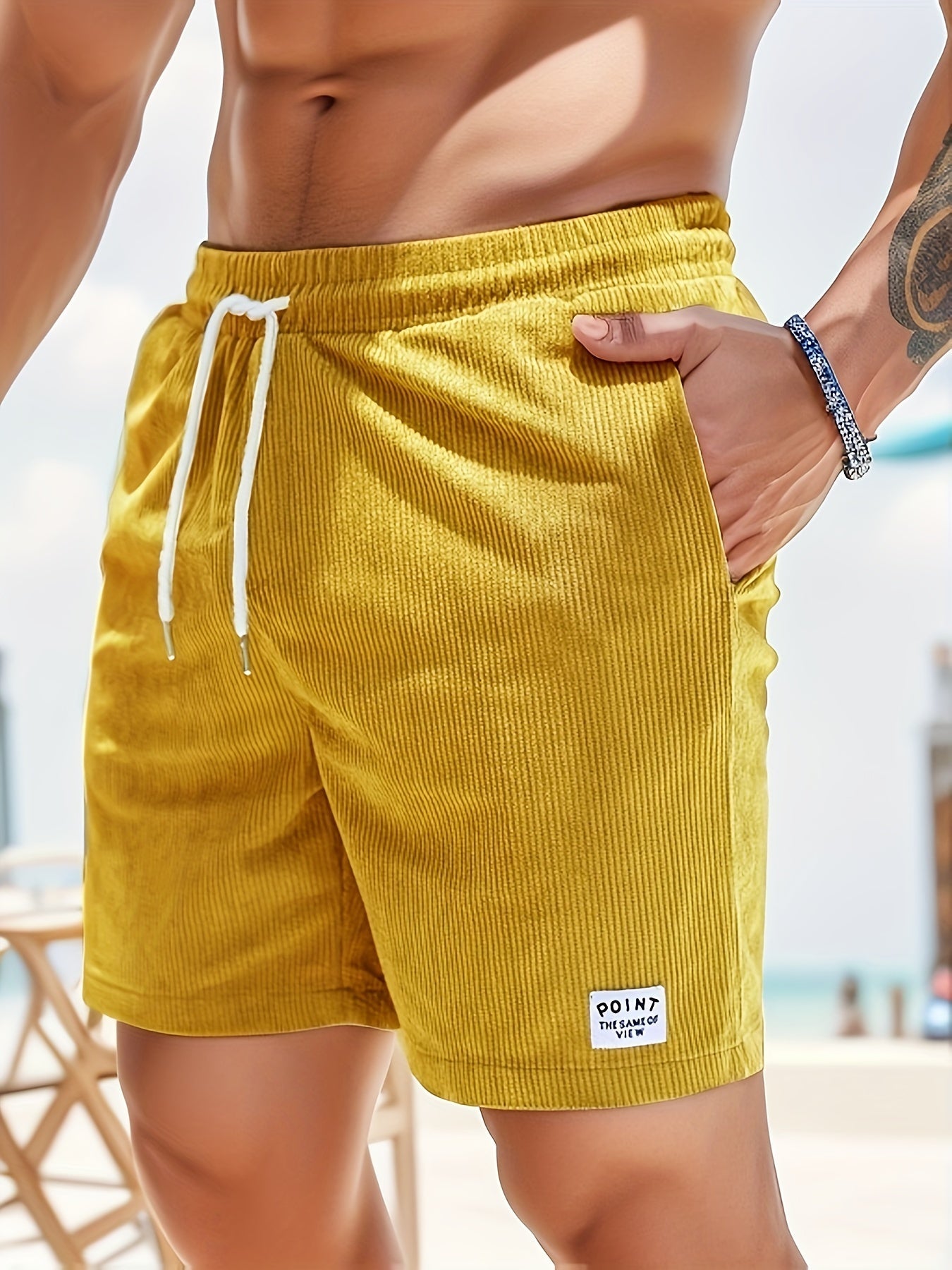 Shorts - Striped Design & Breathable Blend Comfort Fit