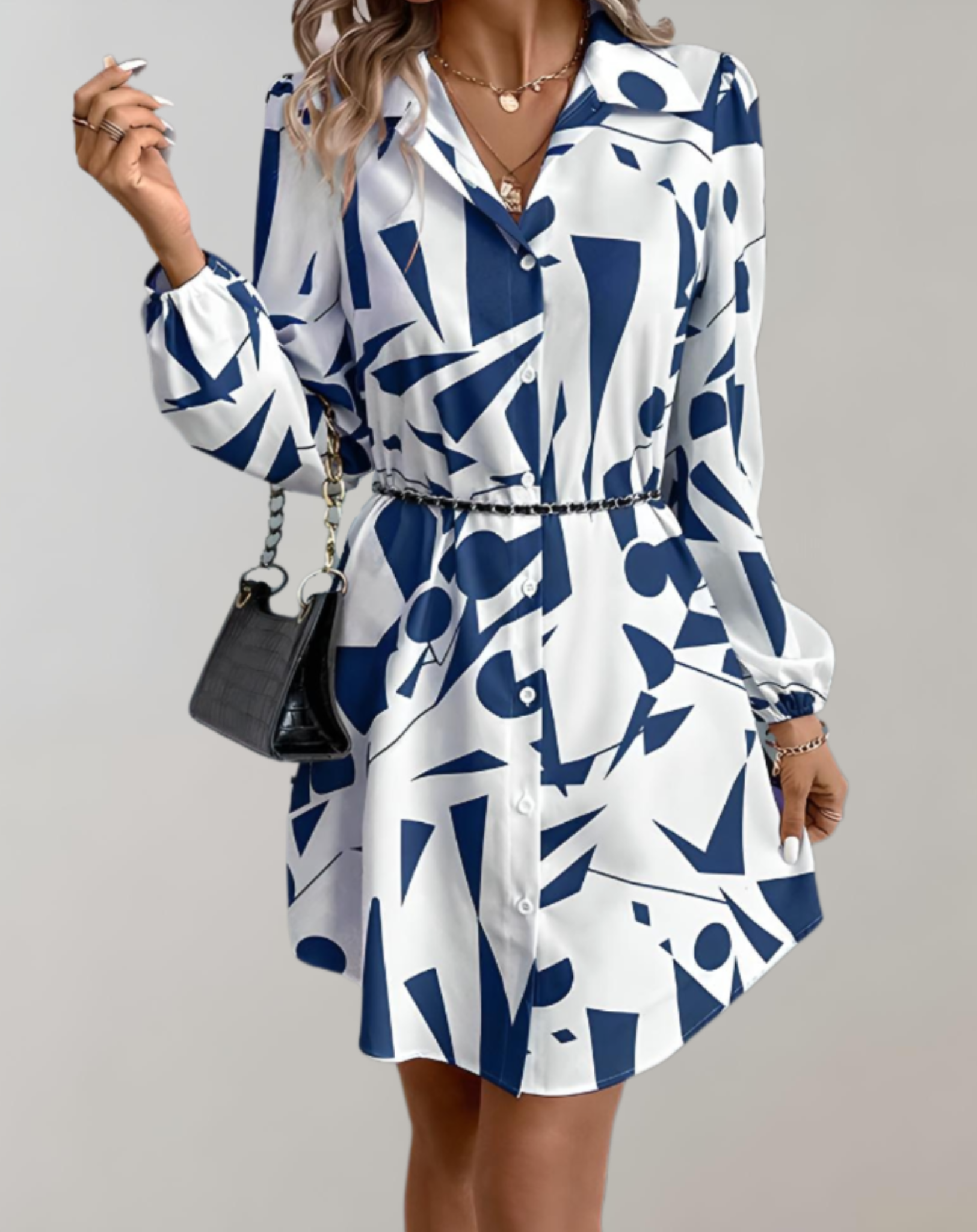 Women's Cotton Polo Dress Long Sleeve-4