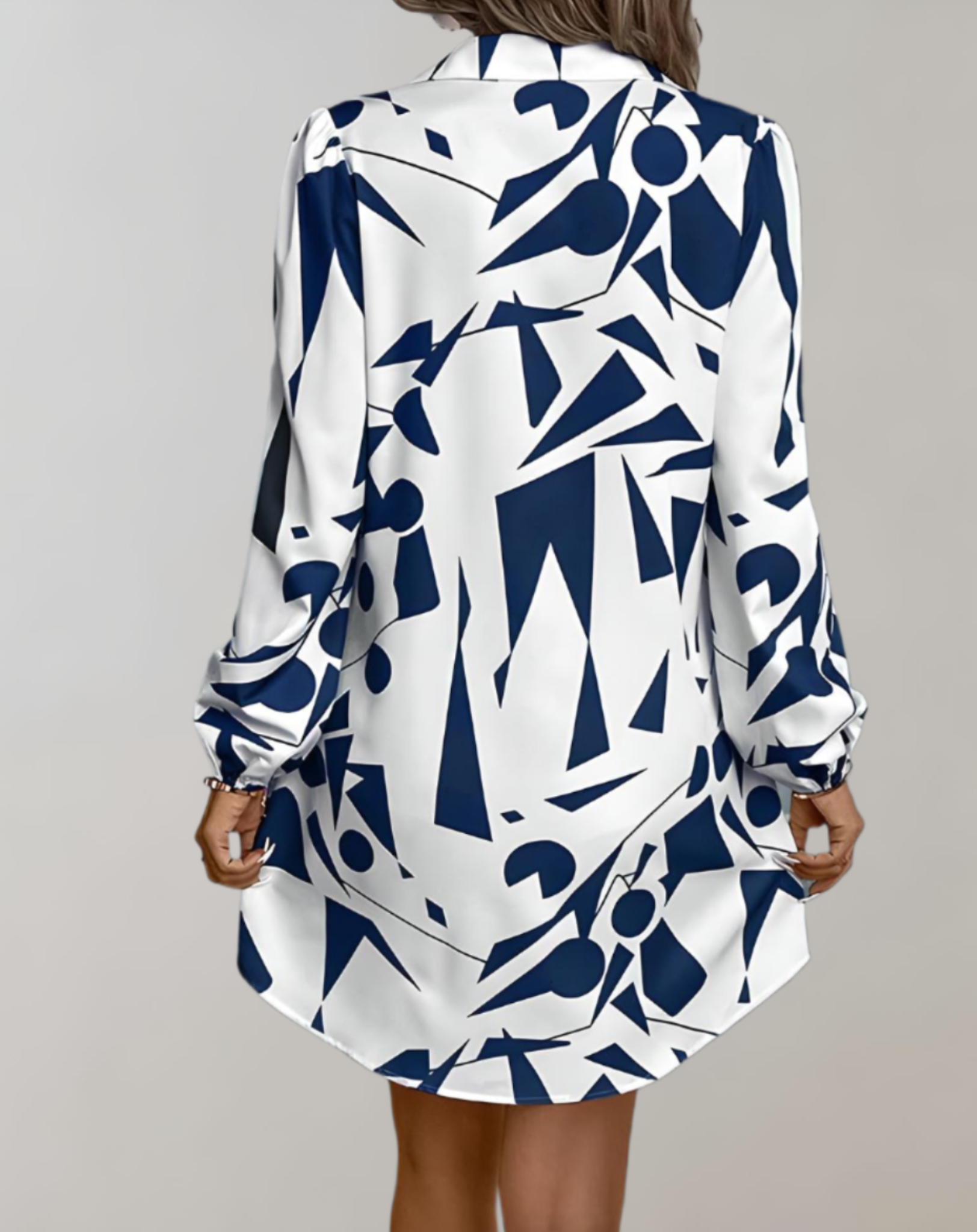Women's Cotton Polo Dress Long Sleeve-3