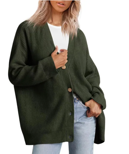 Soft-Blend Cardigan – V Neck & Lightweight Warmth Fit