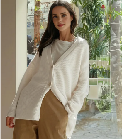 Soft-Blend Cardigan – V Neck & Lightweight Warmth Fit