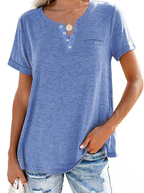 Soft-Blend Henley T Shirt – Button Placket & Breathable Fit