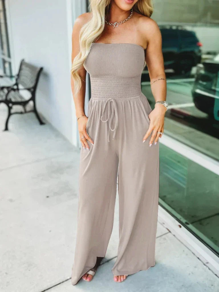 Soft-Blend Jumpsuit - Smocked Bodice & Stretch Support