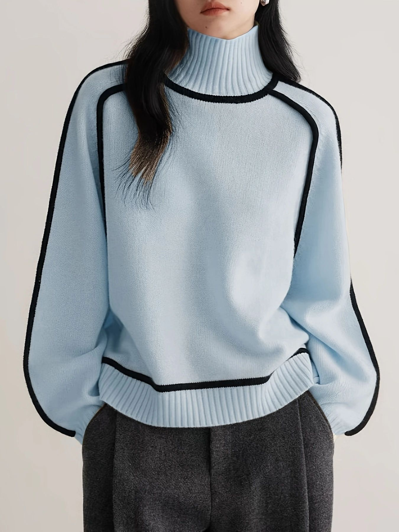 Soft-Blend Sweater – Hidden Collar & Warm Breathable Fit