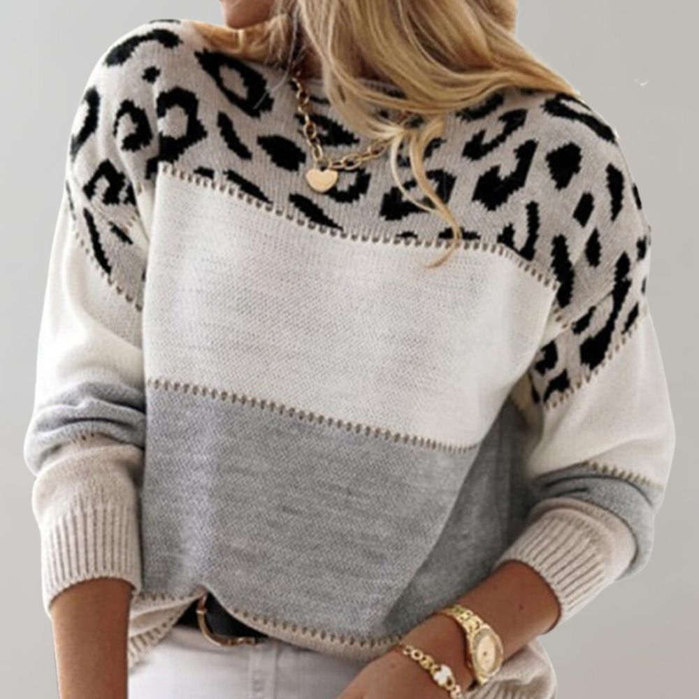 Soft-Blend Sweater – Leopard Print Front & Easy Movement