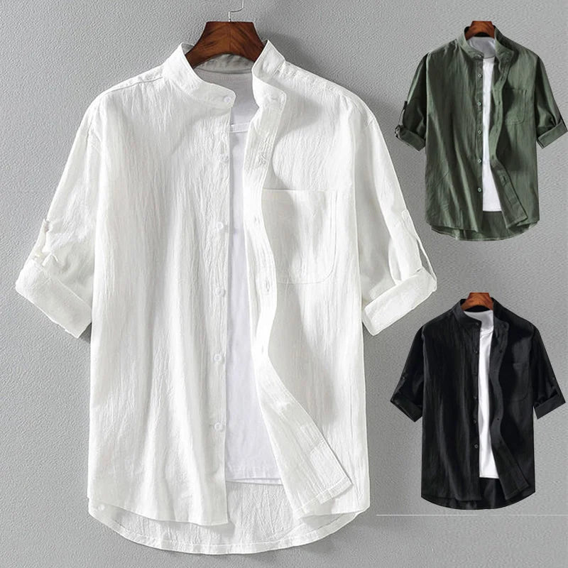 Men's Cotton T-Shirt Short Sleeve Casual Shirt-2