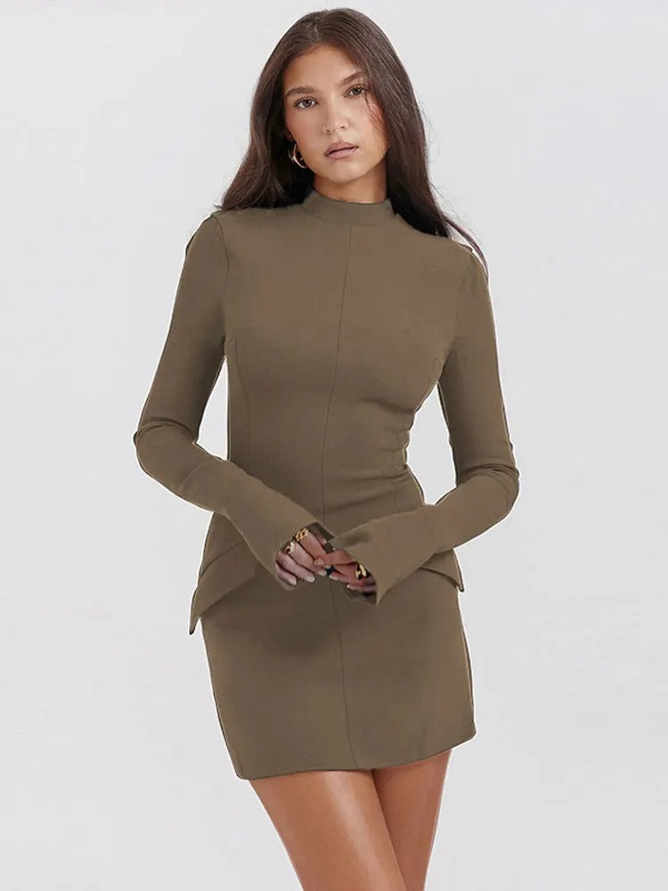 Stretch Blend Dress - High Neck Bodycon & Smooth Fit