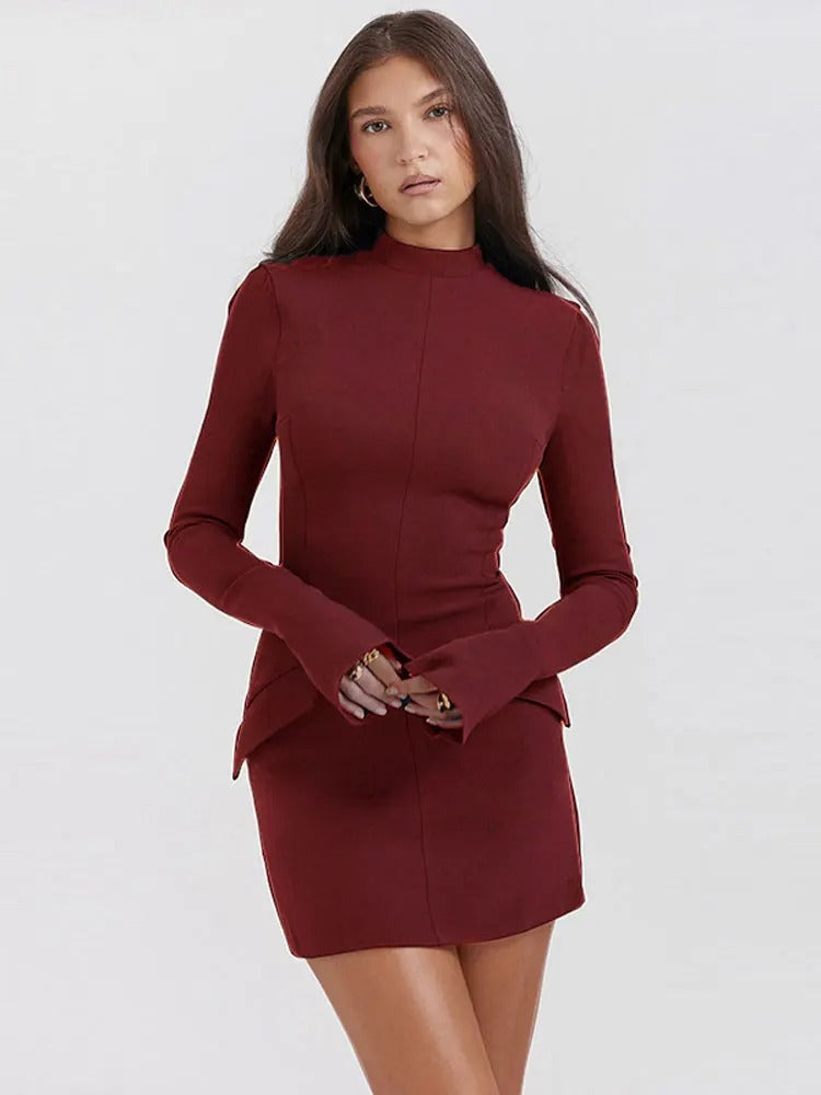 Stretch Blend Dress - High Neck Bodycon & Smooth Fit
