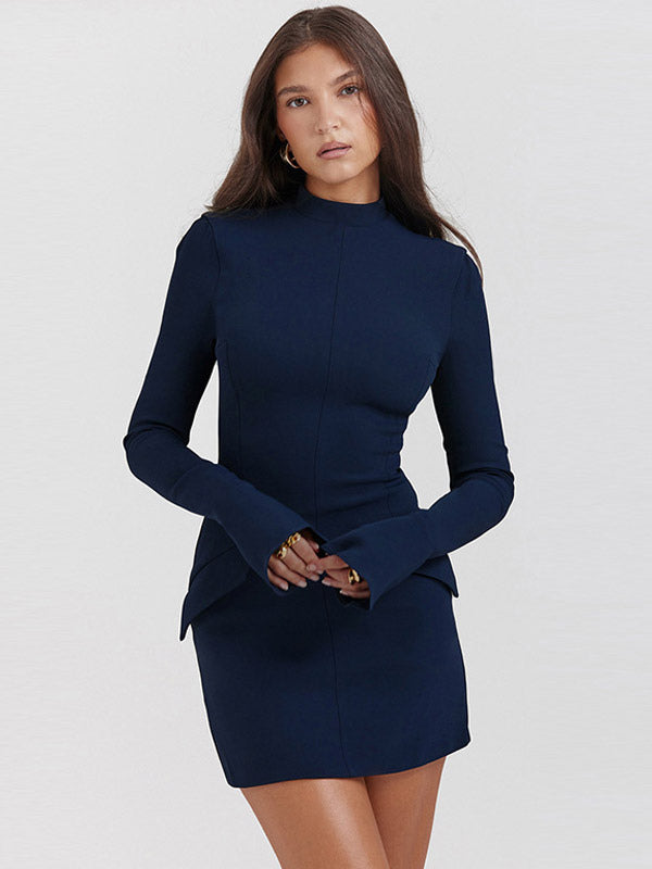 Stretch Blend Dress - High Neck Bodycon & Smooth Fit