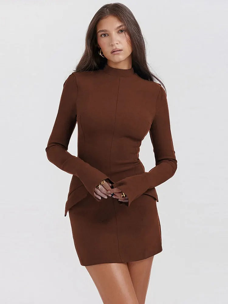 Stretch Blend Dress - High Neck Bodycon & Smooth Fit