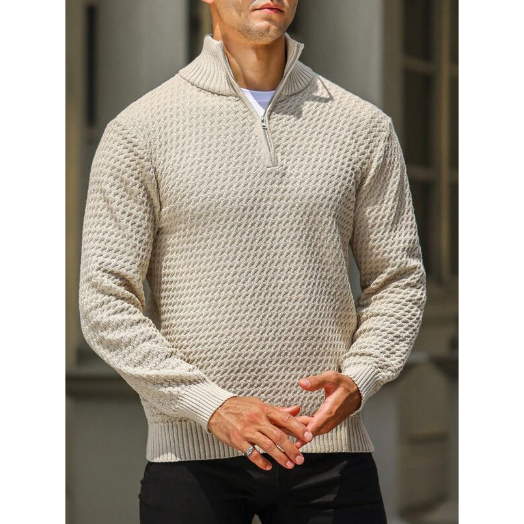 Sweater – Half Zip Neck & Warm Fiber Blend Easy On Off