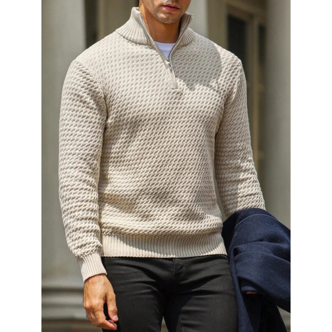 Sweater – Half Zip Neck & Warm Fiber Blend Easy On Off