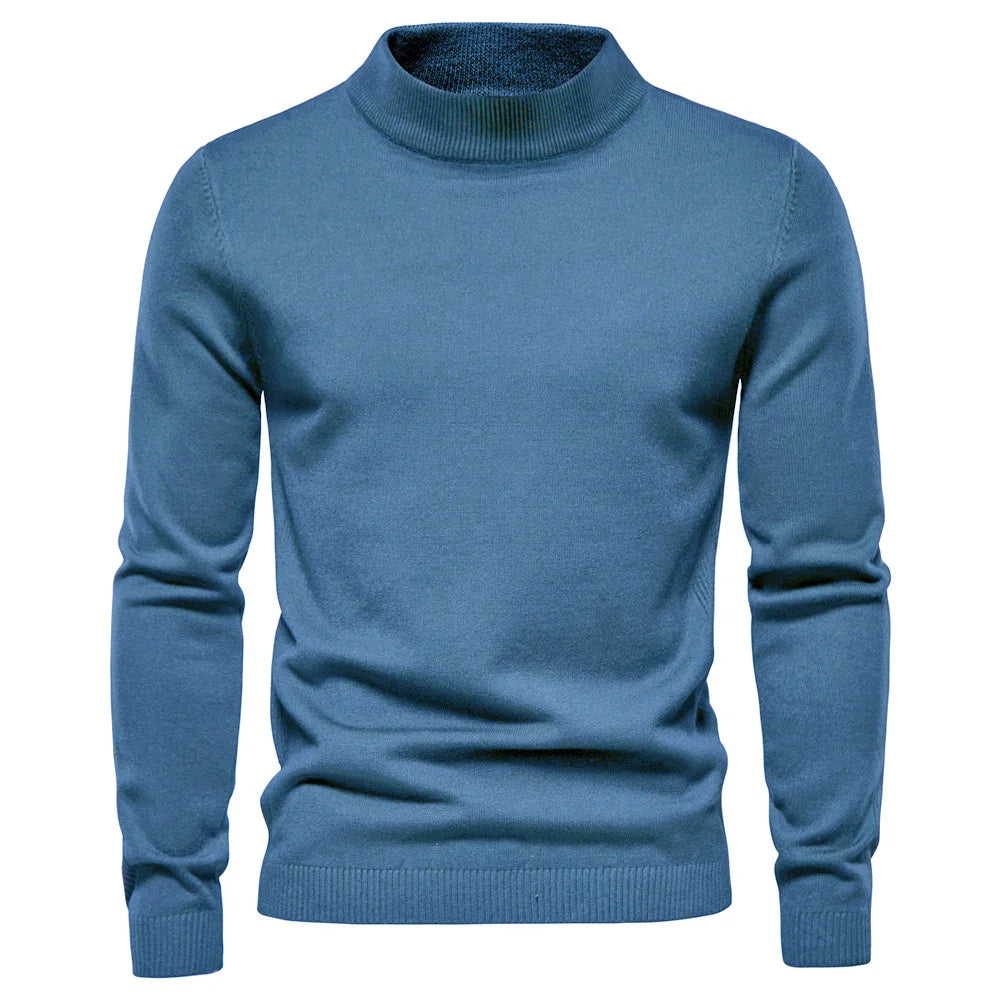 Sweater - Knit Blend Half Turtleneck And Neck Coverage
