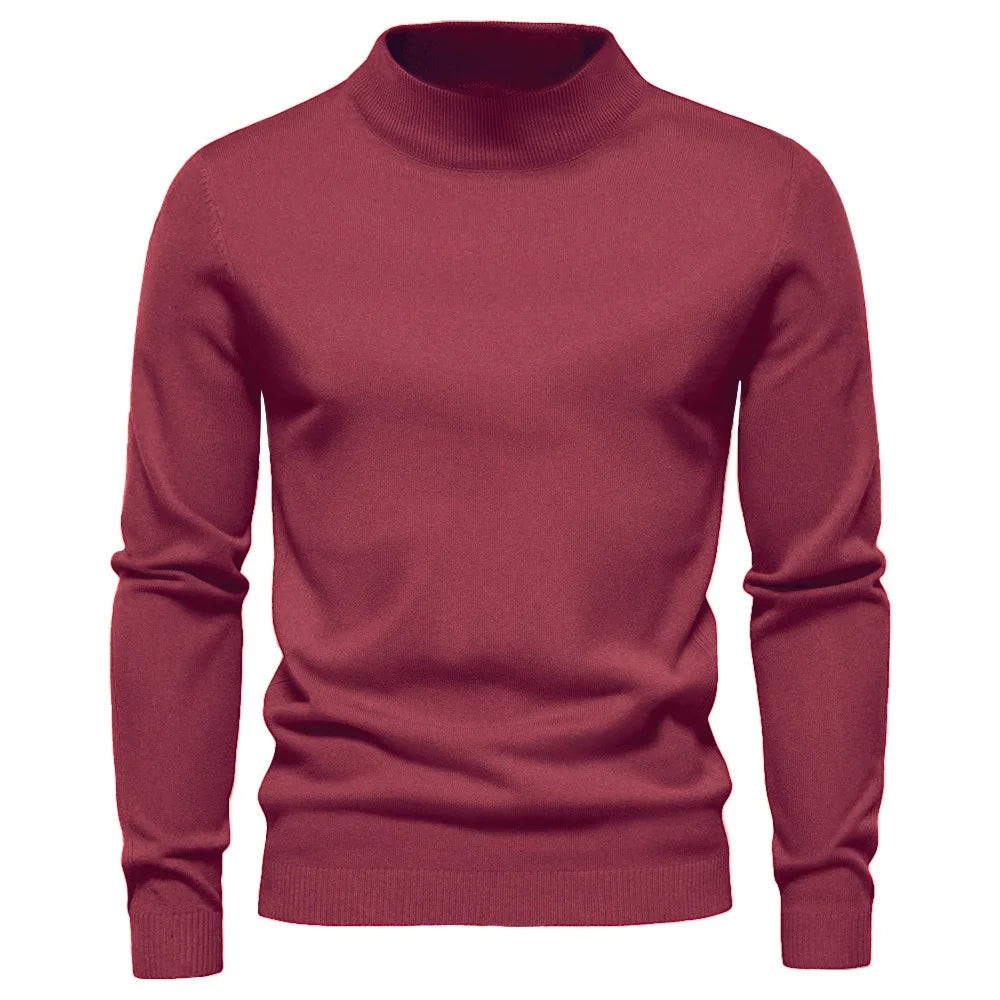 Sweater - Knit Blend Half Turtleneck And Neck Coverage