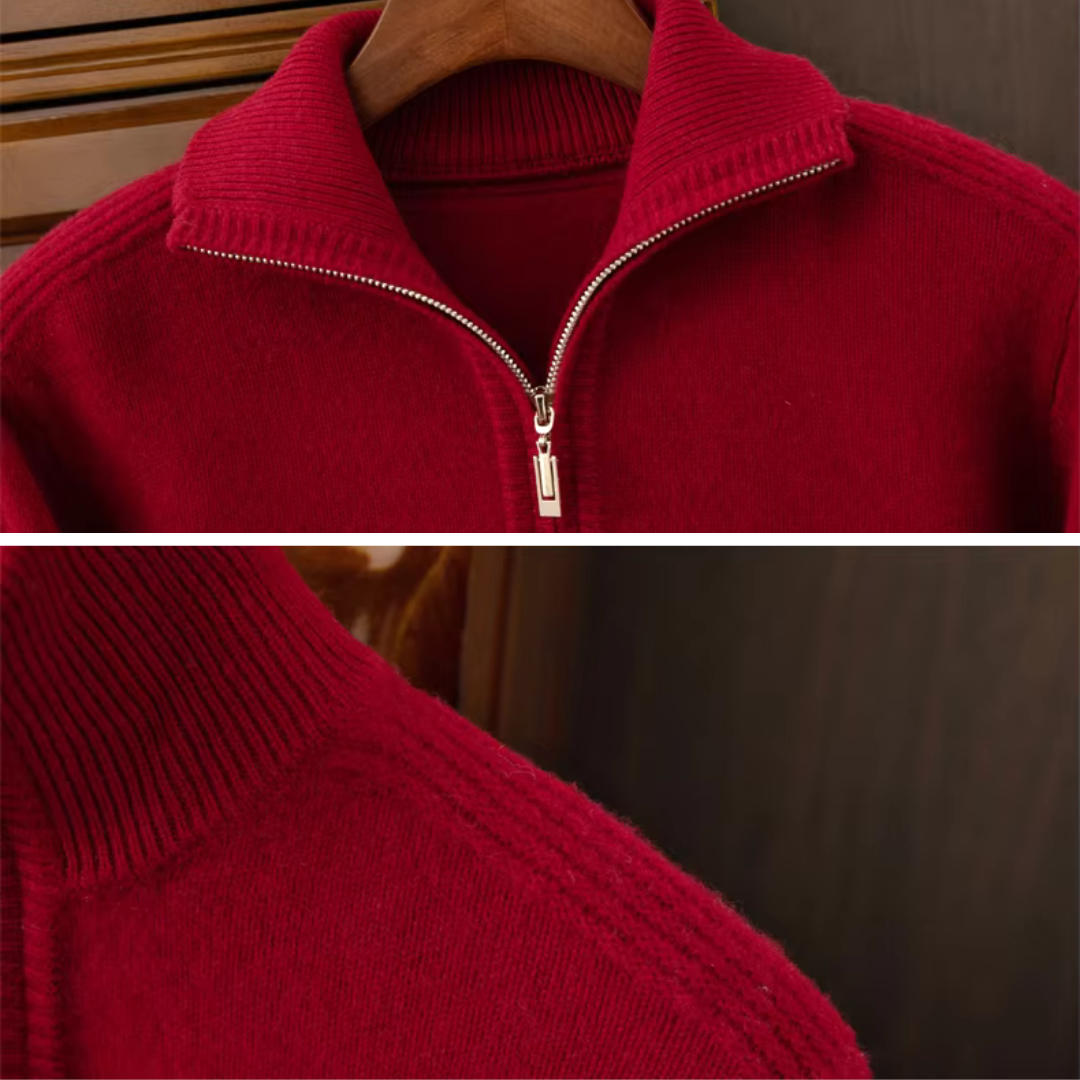Sweater - Zip Front Knit & Warm Breathable Layering Fit