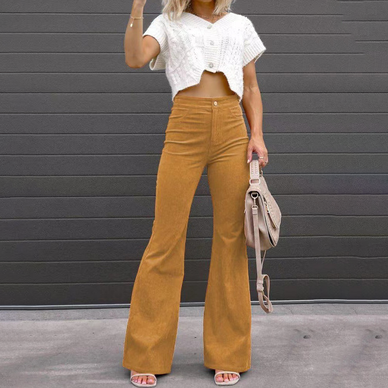 Trousers – High Waist Corduroy Blend & Flared Movement