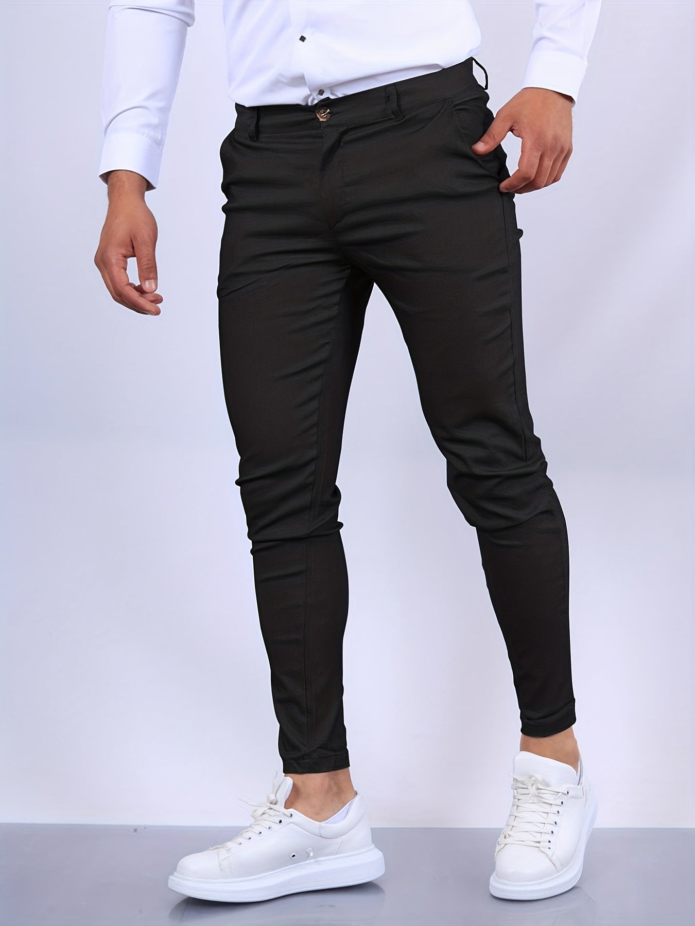 Trousers – Polyester Blend Slim Cut And Tailored Shape