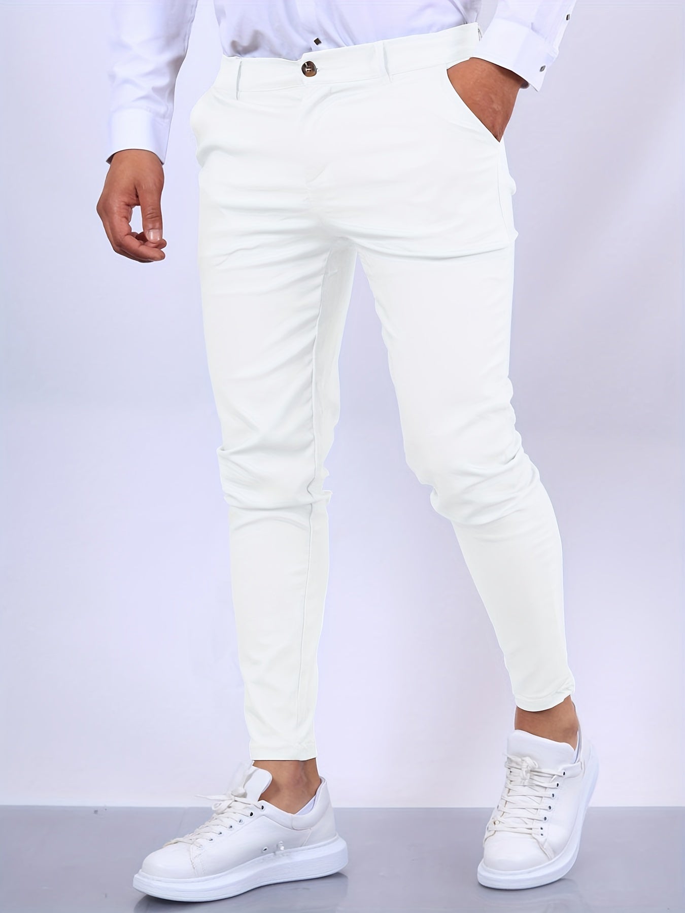 Trousers – Polyester Blend Slim Cut And Tailored Shape