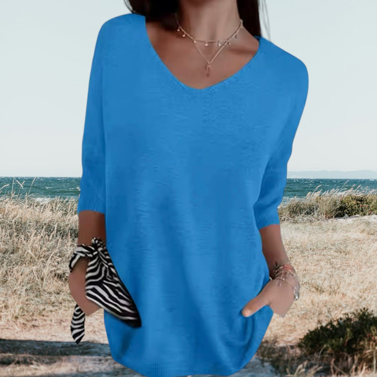 Tunic Top - V Neck & Half Sleeves For Easy Layering