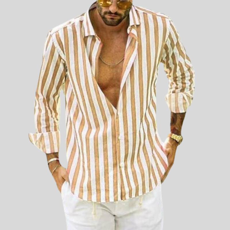 Men's Striped Linen Shirt for Casual Outings and Gatherings 4