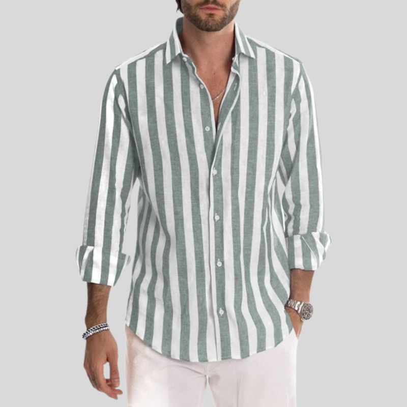 Men's Striped Linen Shirt for Casual Outings and Gatherings 6