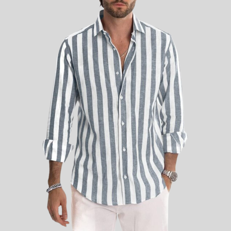 Variant image for Men's Striped Linen Shirt for Casual Outings and Gatherings-55