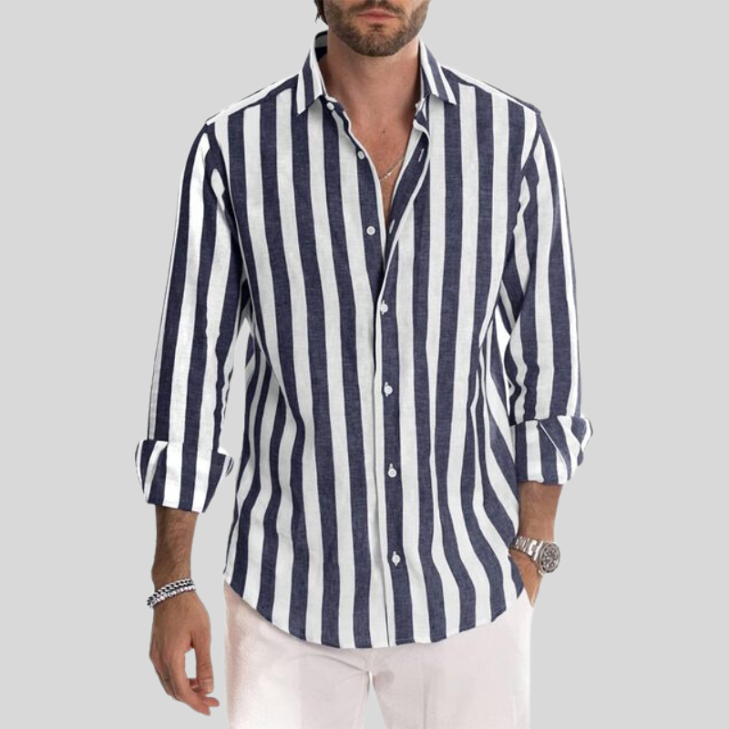Variant image for Men's Striped Linen Shirt for Casual Outings and Gatherings-64